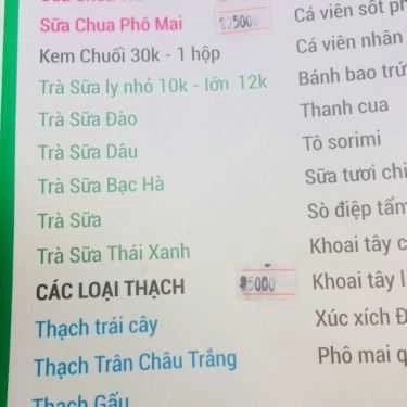Thực đơn- Ăn vặt Bếp Nhà - Sữa Chua Trái Cây & Sữa Chua Hạt Đác