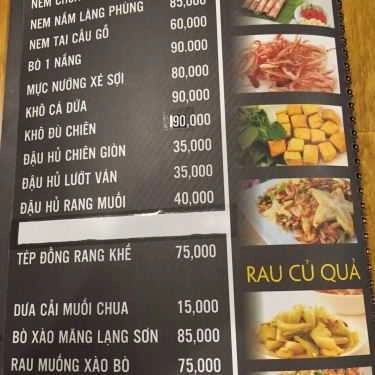 Thực đơn- Quán Nhậu Bia Hơi Hà Nội - Chung Cư Phú Mỹ
