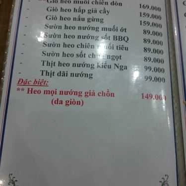 Thực đơn- Quán Nhậu Bia Hơi Hà Nội Bắc Việt