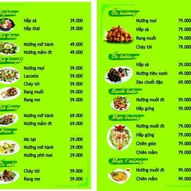 Thực đơn- Quán Nhậu Bia Sệt 100%
