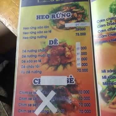 Thực đơn- Quán Nhậu Bia Sệt 123 Dzô