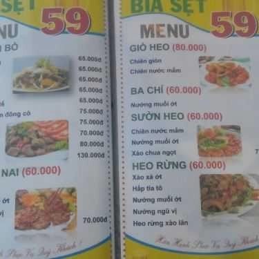 Thực đơn- Quán Nhậu Bia Sệt 59