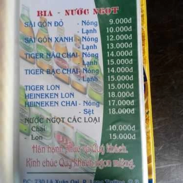 Thực đơn- Quán Nhậu Bia Sệt 730