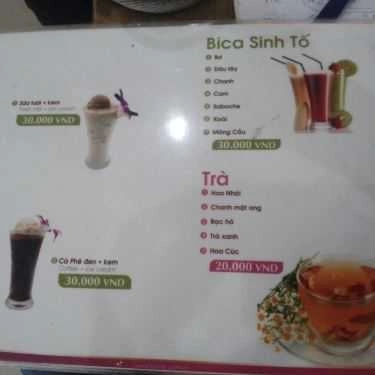 Thực đơn- Bica Cafe - Lê Trung Nghĩa