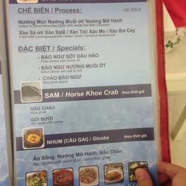 Thực đơn- Cafe Hải Sản Biển Đông - Âu Cơ