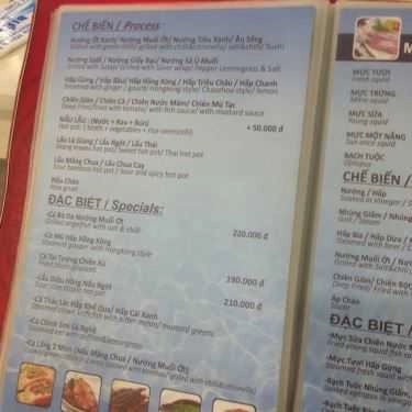 Thực đơn- Cafe Hải Sản Biển Đông - Âu Cơ