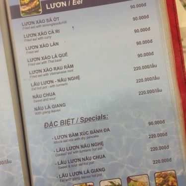 Thực đơn- Cafe Hải Sản Biển Đông - Âu Cơ