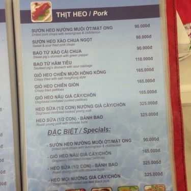 Thực đơn- Cafe Hải Sản Biển Đông - Âu Cơ