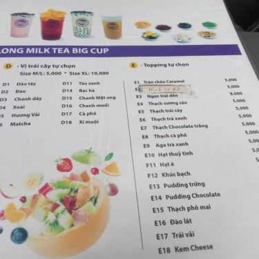 Thực đơn- Cafe Trà Sữa Big Cup - Đường Số 8