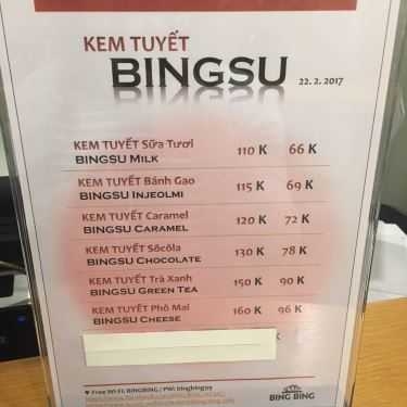 Thực đơn- Bing Bing Café - Bingsu & Korean Food