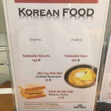 Thực đơn- Bing Bing Café - Bingsu & Korean Food