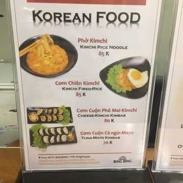 Thực đơn- Bing Bing Café - Bingsu & Korean Food