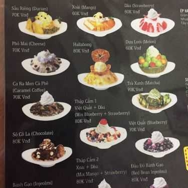 Thực đơn- Cafe Bingsu Ơi