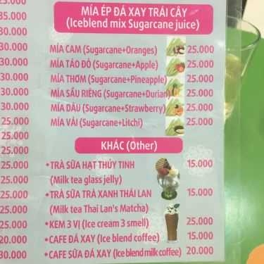 Thực đơn- Cafe Bingsu Ơi