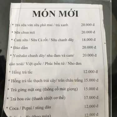 Thực đơn- Cafe Blue Milktea