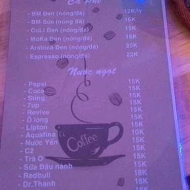 Thực đơn- BM Acoustic Coffee - Tây Thạnh