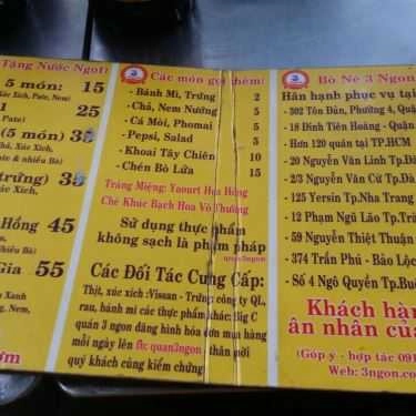 Thực đơn- Ăn vặt Bò Né 3 Ngon - Bò Quanh Lửa Hồng - Tôn Đản