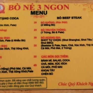 Thực đơn- Ăn vặt Bò Né 3 Ngon - Bò Quanh Lửa Hồng - Phan Văn Trị