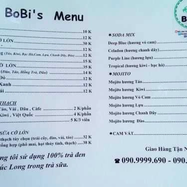 Thực đơn- Ăn vặt BoBi - Milk Tea & Drinks