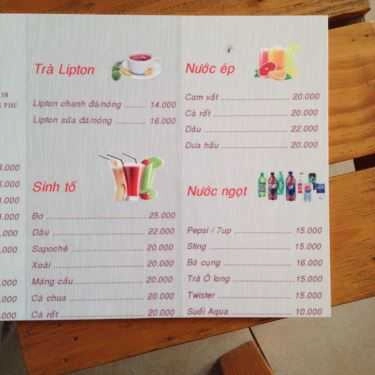 Thực đơn- Bờm 2 Coffee