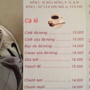 Thực đơn- Bờm 2 Coffee