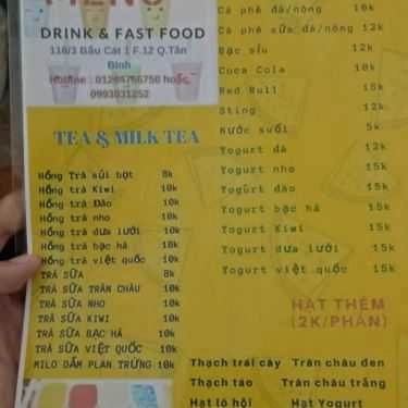 Thực đơn- Ăn vặt Bonjour Tea Milk