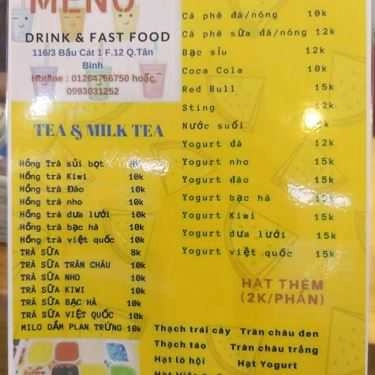 Thực đơn- Ăn vặt Bonjour Tea Milk