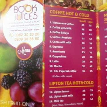 Thực đơn- Book & Juices Cafe