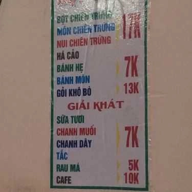 Thực đơn- Ăn vặt Bột Chiên Bé