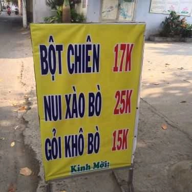 Thực đơn- Ăn vặt Bột Chiên, Nui Xào Bò & Gỏi Khô Bò