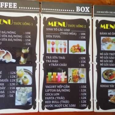 Thực đơn- Box Coffee - Nguyễn Thị Huỳnh