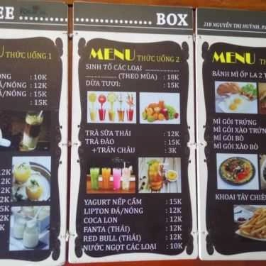 Thực đơn- Box Coffee - Nguyễn Thị Huỳnh