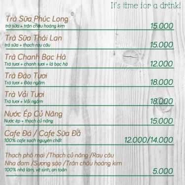 Thực đơn- Break Time Coffee & Tea
