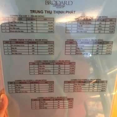 Thực đơn- Tiệm Bánh Brodard Bakery - Quang Trung