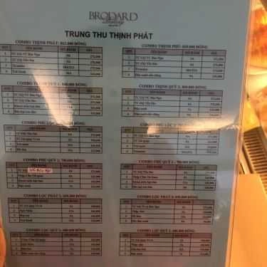 Thực đơn- Tiệm Bánh Brodard Bakery - Quang Trung