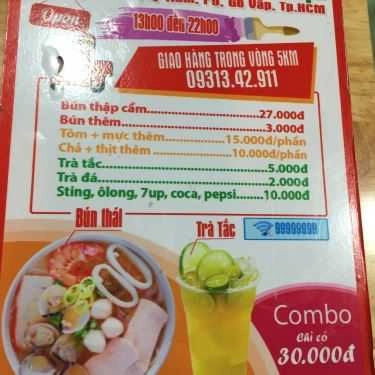 Thực đơn- Ăn vặt Bún Cay Thái 2 Thuận