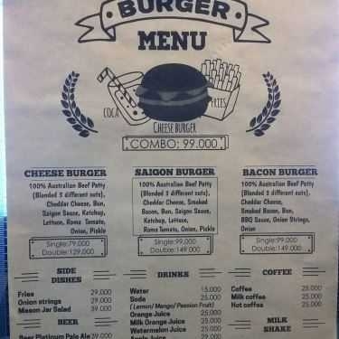Thực đơn- Cafe Burger Joint Saigon