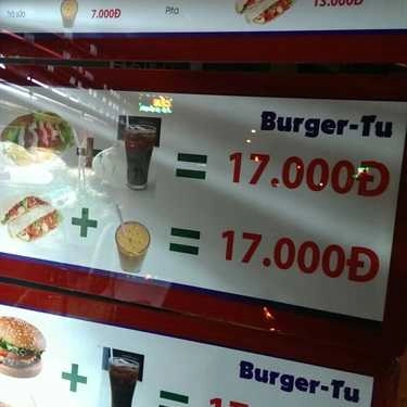 Thực đơn- Ăn vặt Burger Tu - Nơ Trang Long
