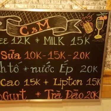 Thực đơn- C&M - Cafe & Trà Sữa