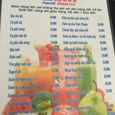 Thực đơn- Cafe Charme - Sinh Tố & Nước Ép Trái Cây Nguyên Chất