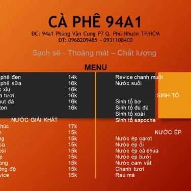 Thực đơn- Cà Phê Nguyên Chất - Phùng Văn Cung