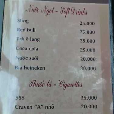 Thực đơn- Phố Xinh Cafe - Đường 38