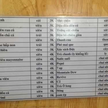 Thực đơn- Ăn vặt Cá Viên Chiên 3K - Đường Số 62