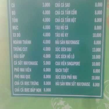 Thực đơn- Ăn vặt Cá Viên Chiên - Nguyễn Thái Bình