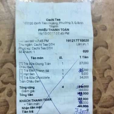 Thực đơn- Cafe Cachi Tea - Đinh Tiên Hoàng