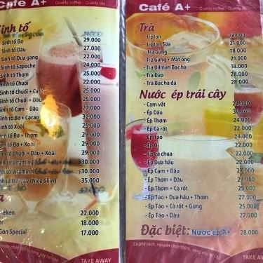 Thực đơn- A+ Cafe