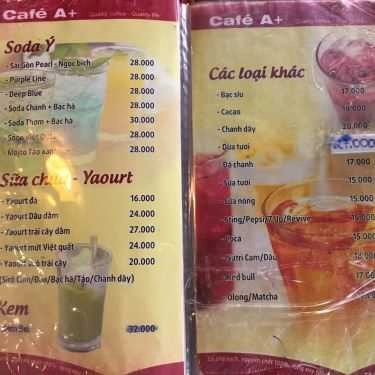 Thực đơn- A+ Cafe