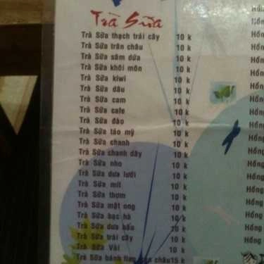 Thực đơn- BOBO Cafe - Cây Trâm