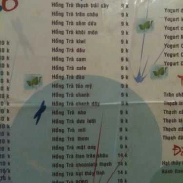 Thực đơn- BOBO Cafe - Cây Trâm