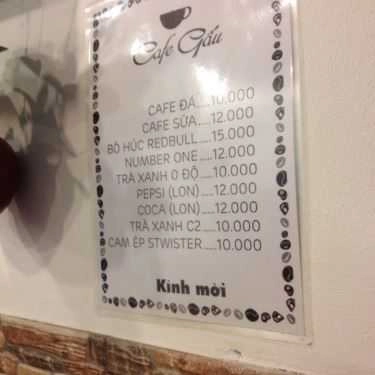 Thực đơn- Gấu Cafe - Đường Số 11